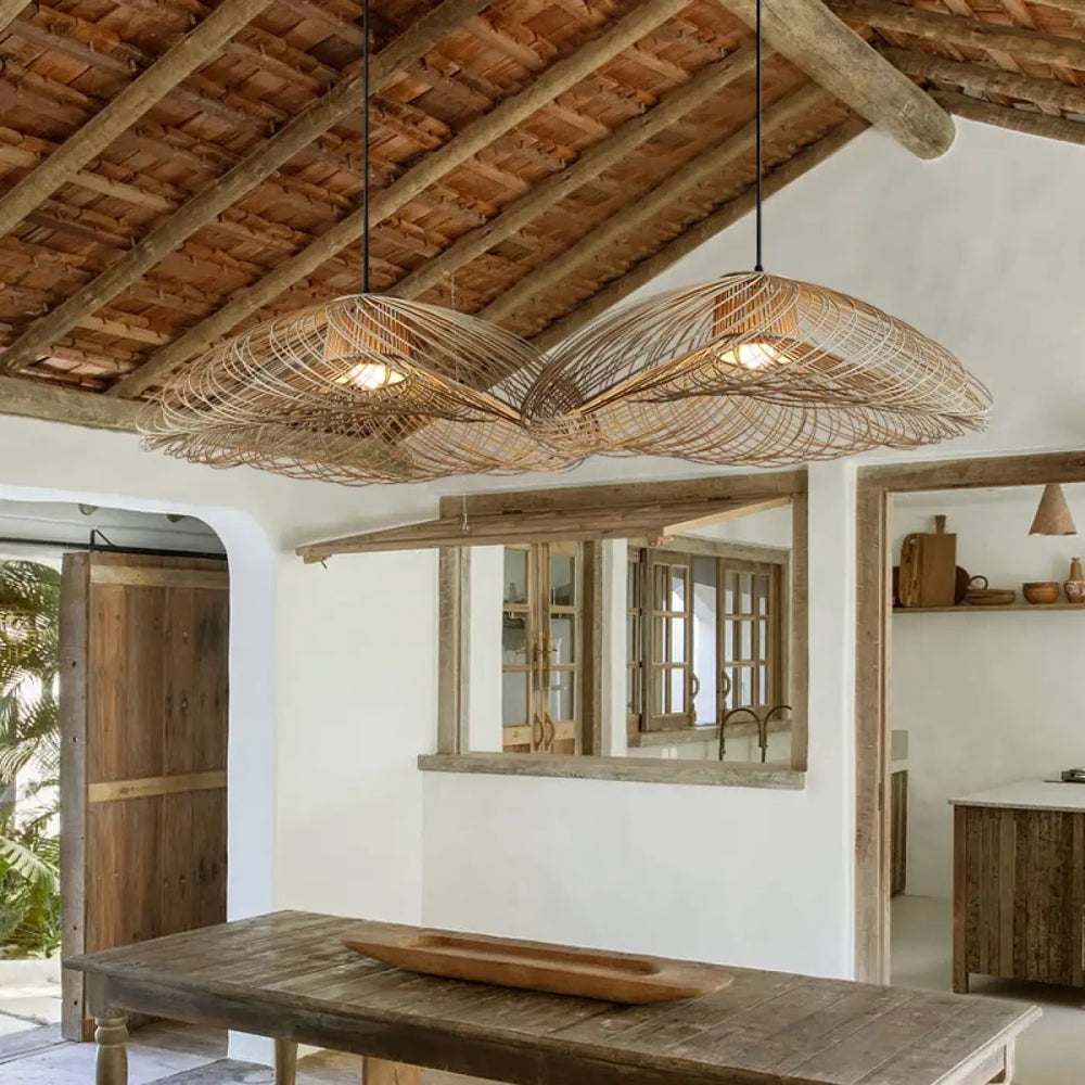Suspension luminaire salle a manger bambou design