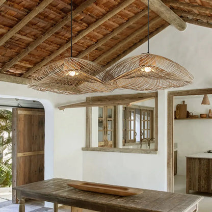 Suspension luminaire salle a manger bambou design