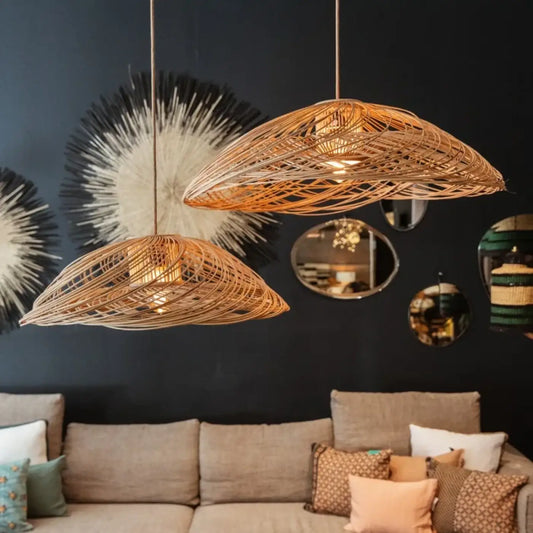 Suspension luminaire salle a manger bambou design