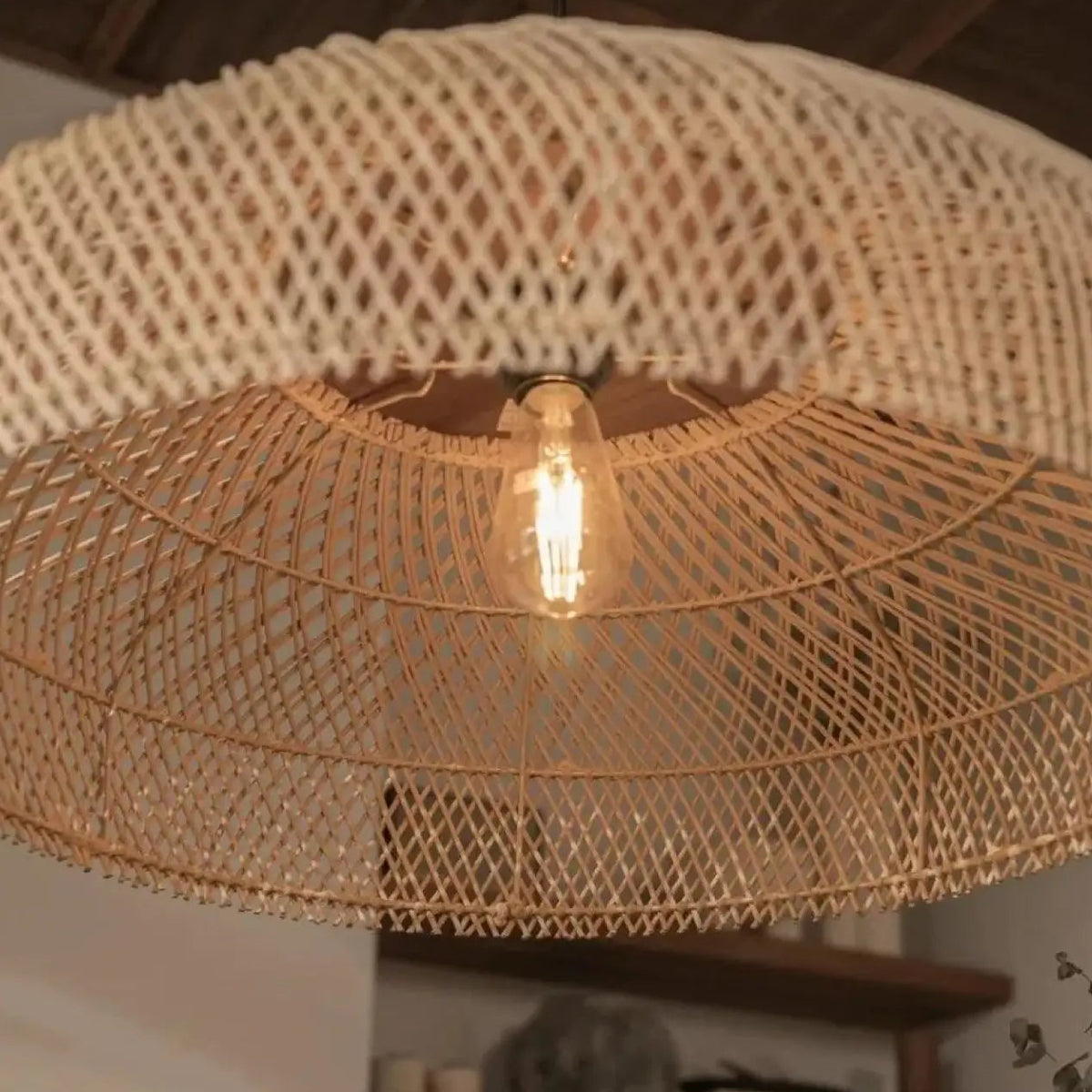 Suspension luminaire salle a manger bois japandi design