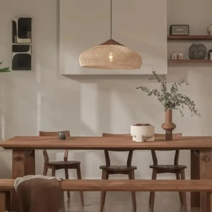 Suspension luminaire salle a manger bois japandi design