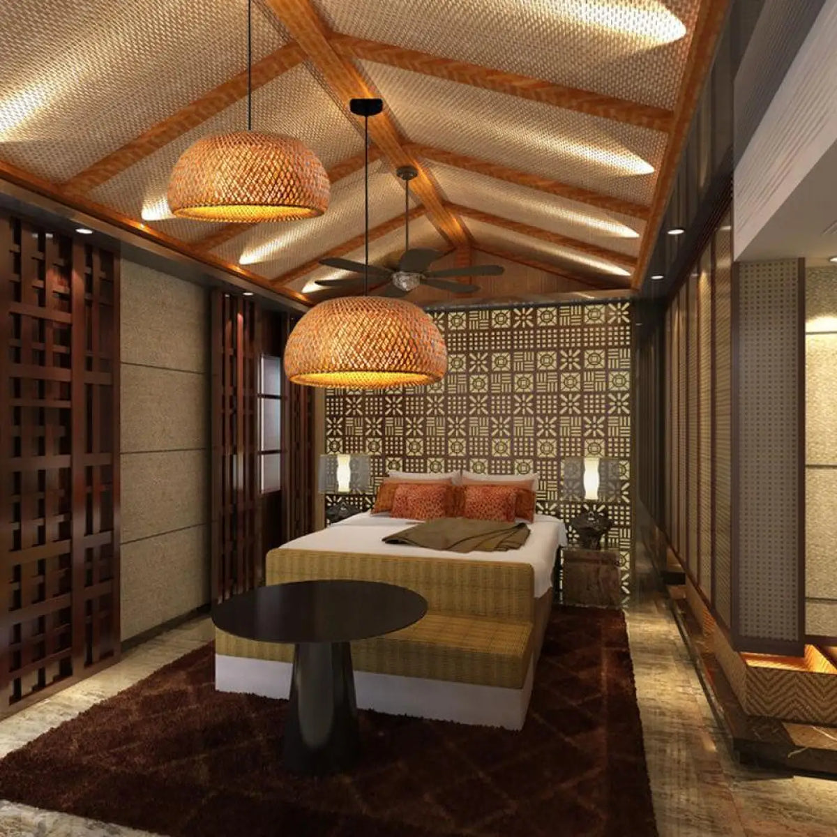 Suspension luminaire salle a manger chambre osier design