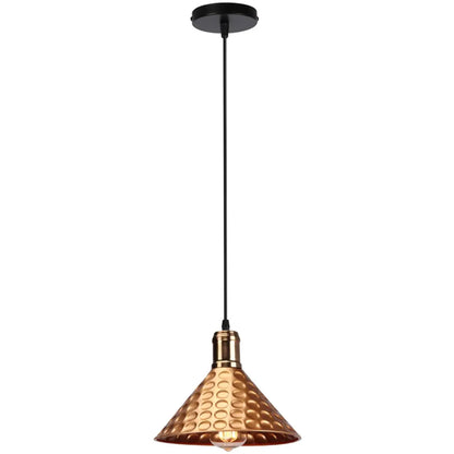 Suspension luminaire salle a manger cone cuivre industriel