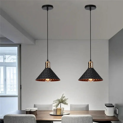 Suspension luminaire salle a manger cone cuivre industriel