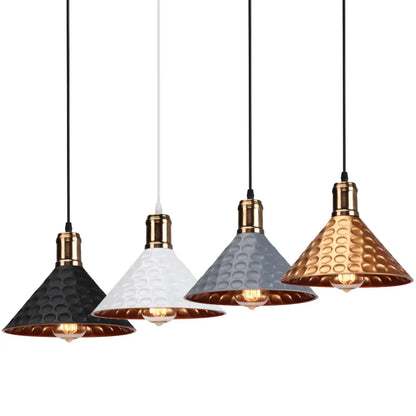 Suspension luminaire salle a manger cone cuivre industriel