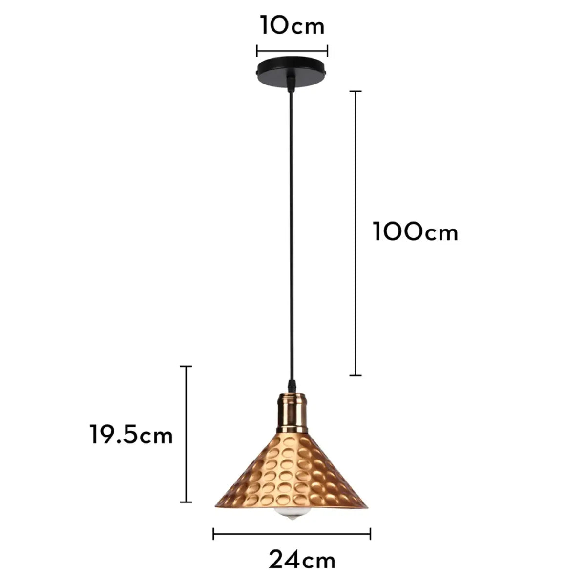 Suspension luminaire salle a manger cone cuivre industriel