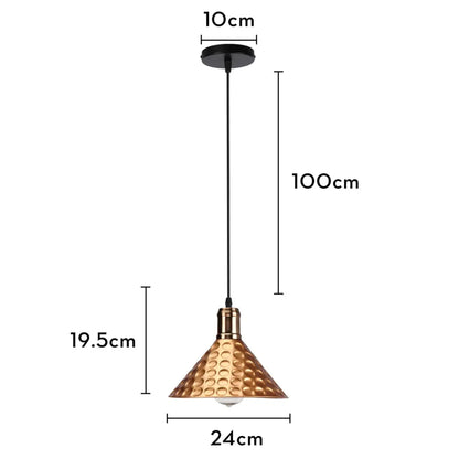 Suspension luminaire salle a manger cone cuivre industriel
