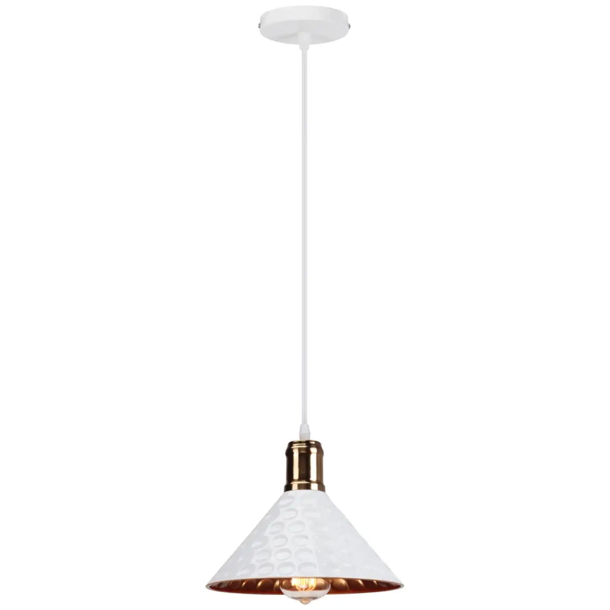 Suspension luminaire salle a manger cone cuivre industriel