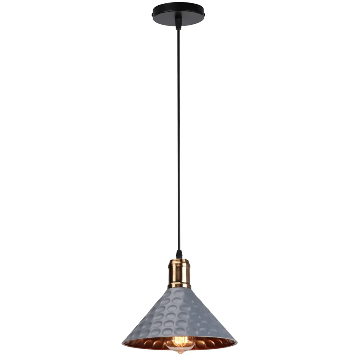 Suspension luminaire salle a manger cone cuivre industriel
