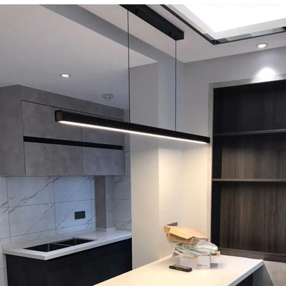 Suspension luminaire salle a manger cuisine lineaire noir