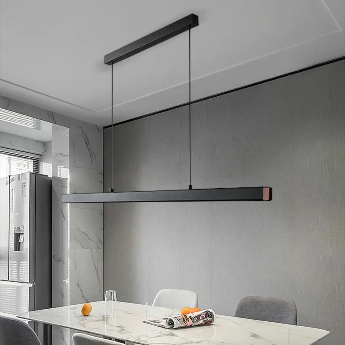Suspension luminaire salle a manger cuisine lineaire noir