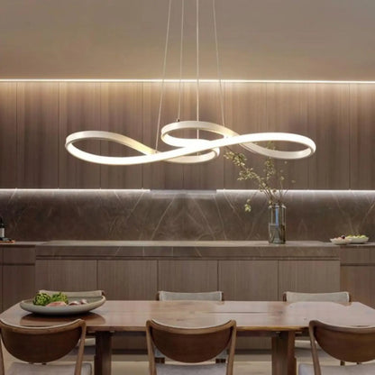 Suspension luminaire salle a manger design courbes LED