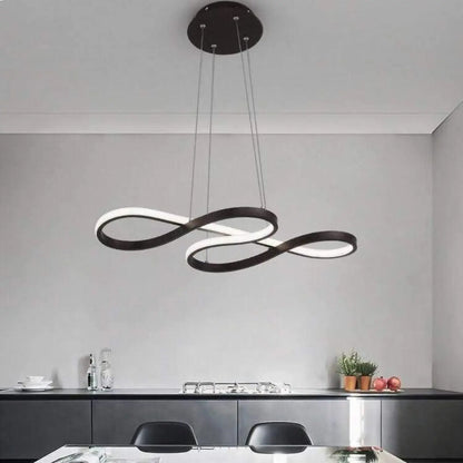 Suspension luminaire salle a manger design courbes LED
