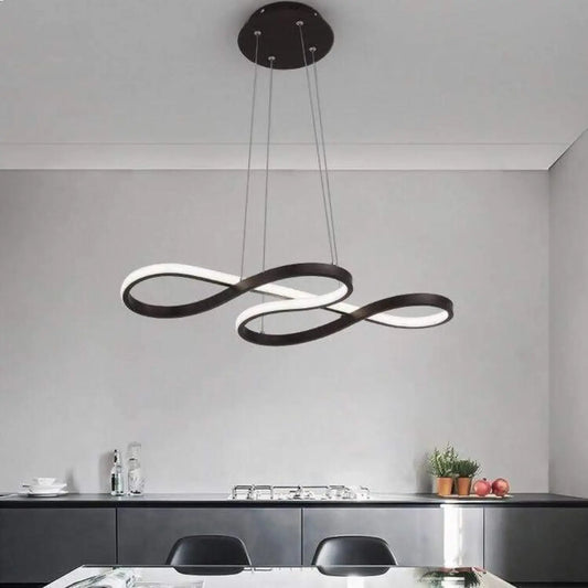 Suspension luminaire salle a manger design courbes LED