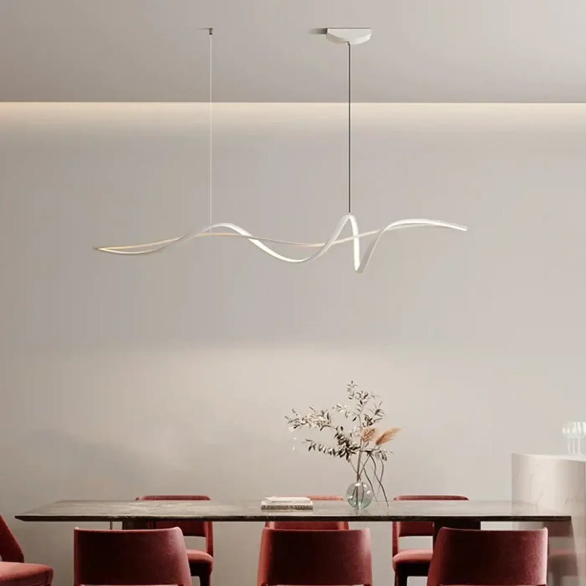Suspension luminaire salle a manger design fluide