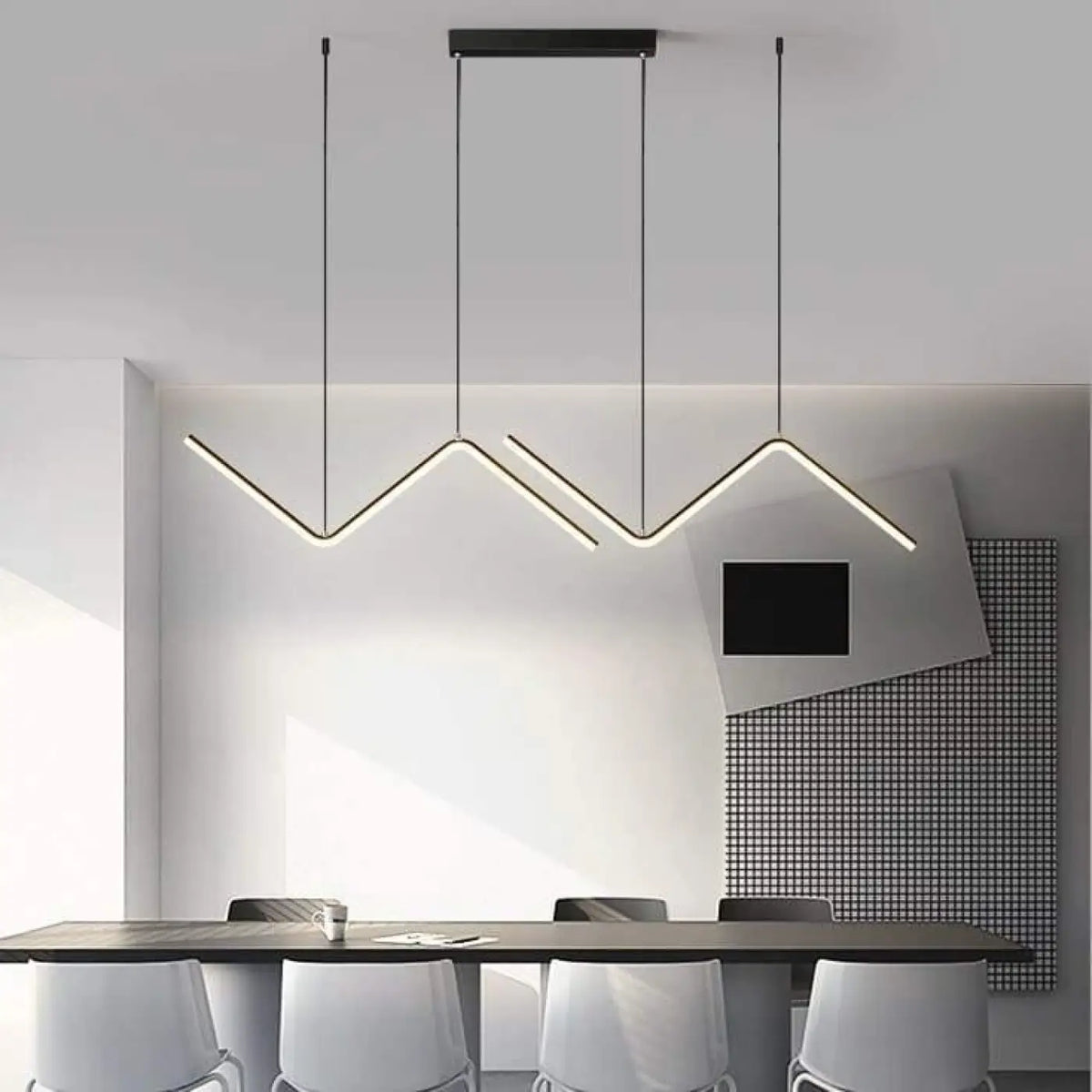 Suspension luminaire salle a manger design geometrique noir