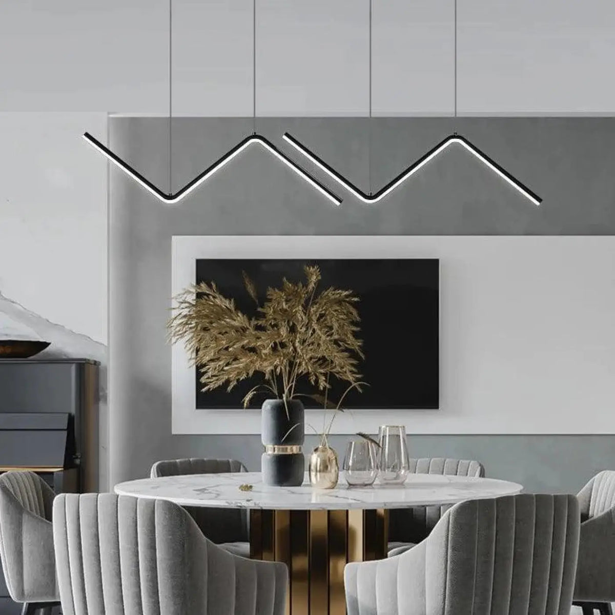 Suspension luminaire salle a manger design geometrique noir