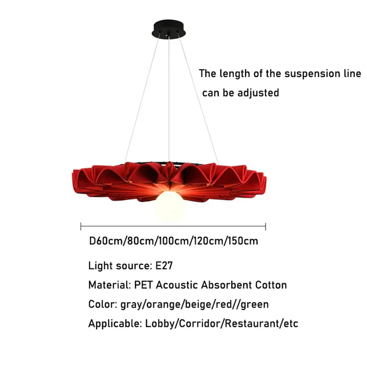 Suspension luminaire salle a manger fleur coton acoustique