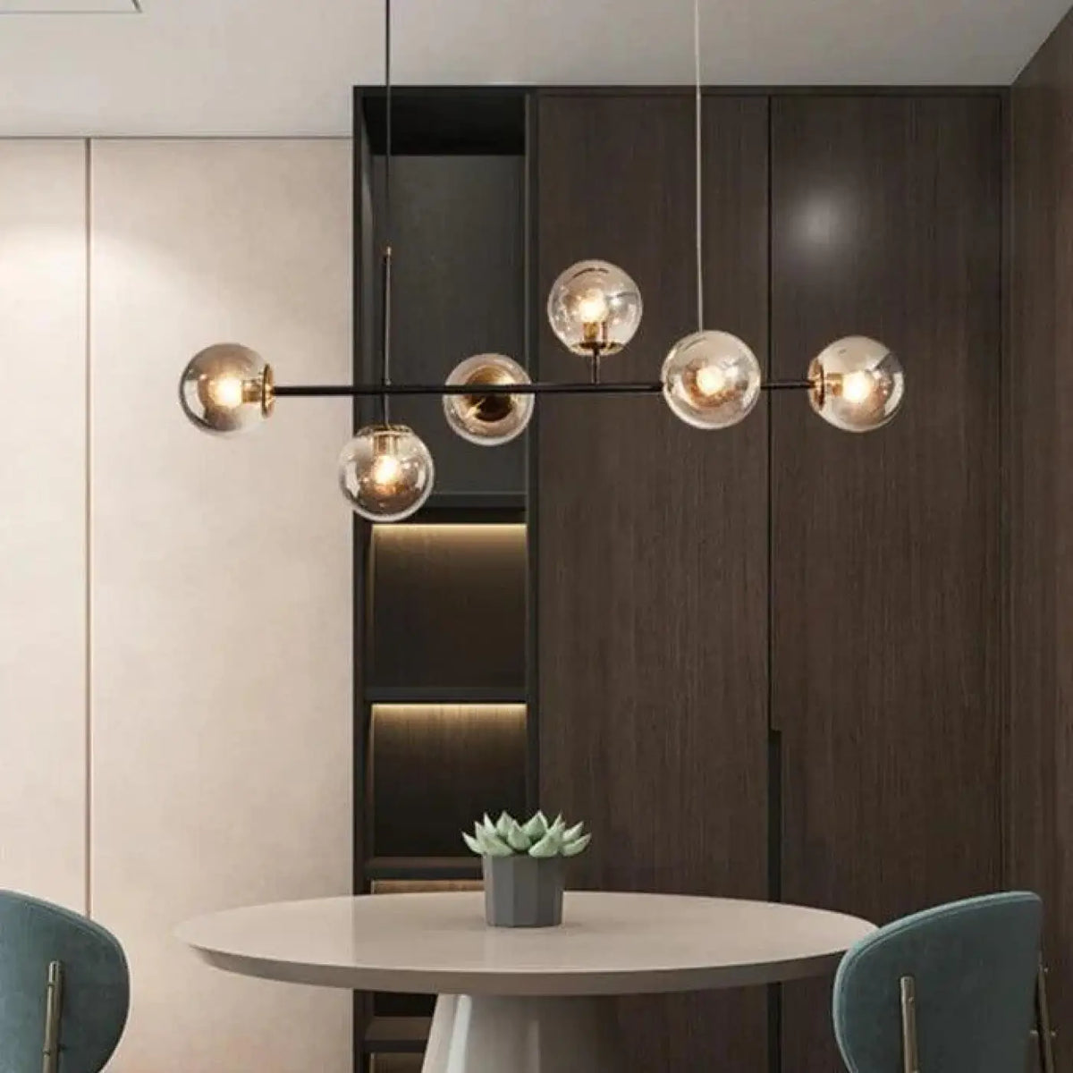 Suspension luminaire salle a manger globes verre design
