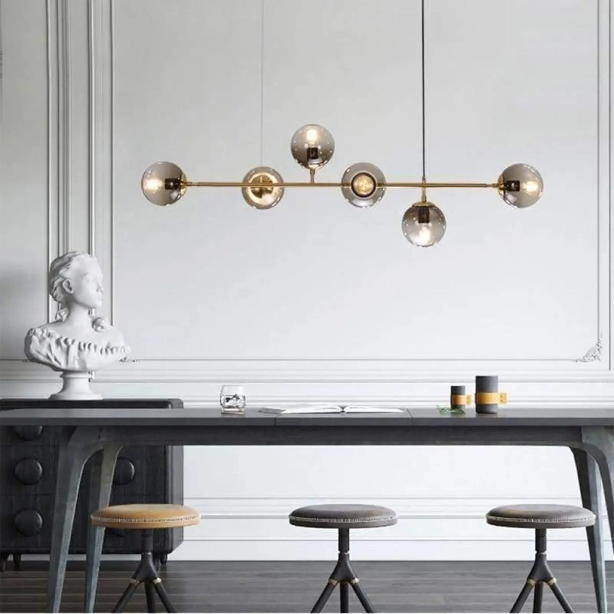 Suspension luminaire salle a manger globes verre design
