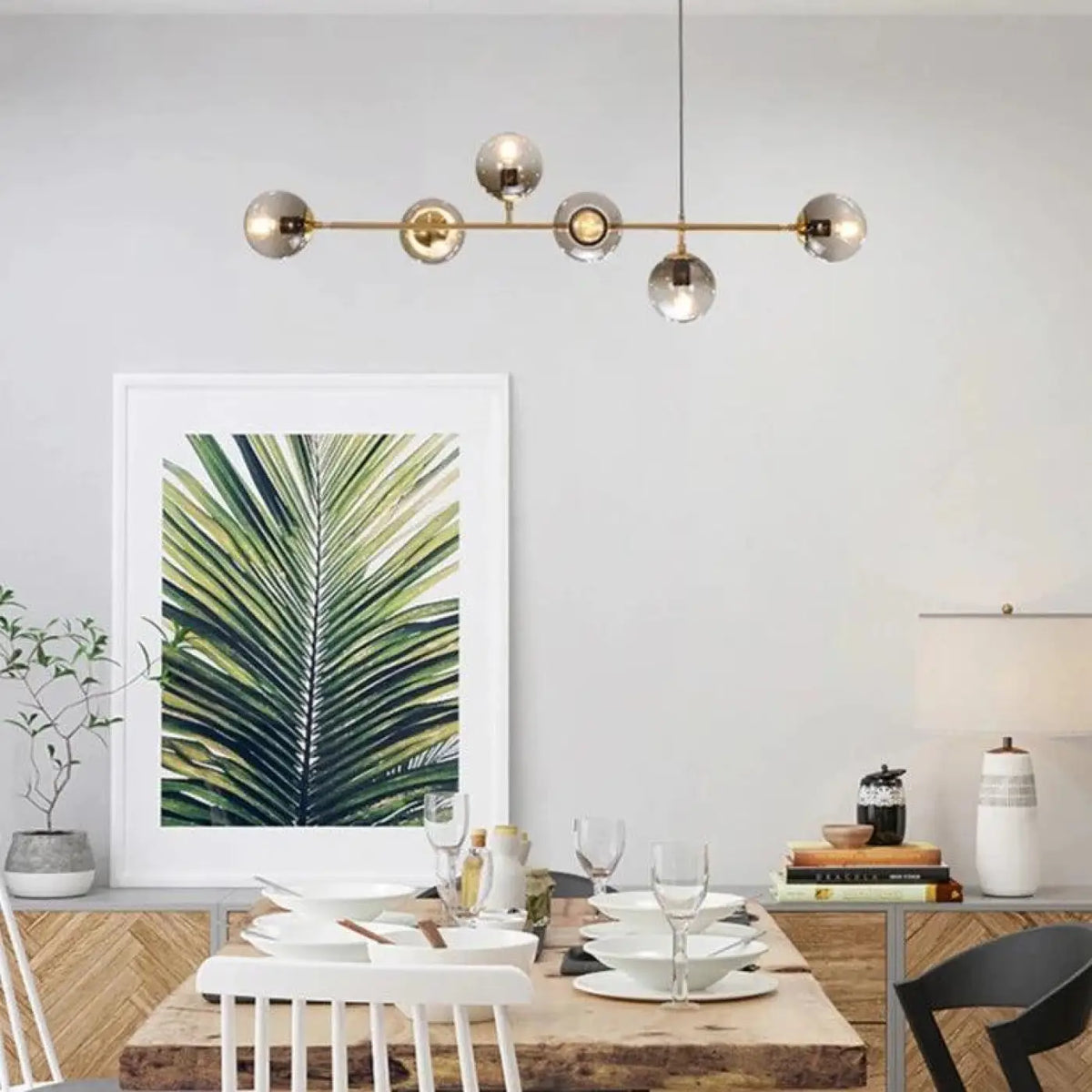 Suspension luminaire salle a manger globes verre design