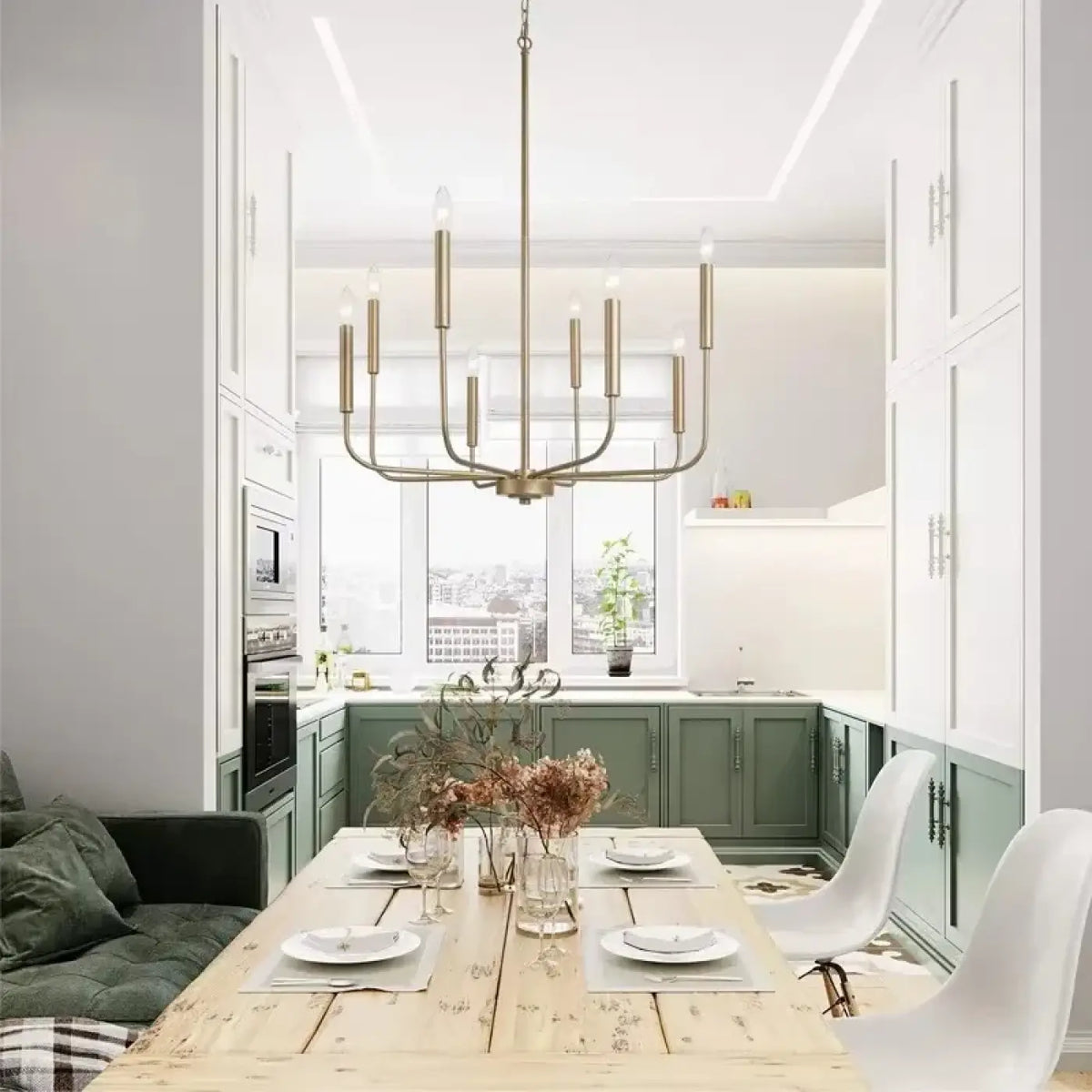Suspension luminaire salle a manger laiton chandelier design