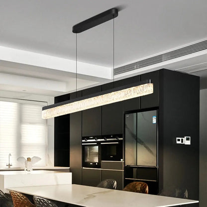 Suspension luminaire salle a manger lineaire cristal design