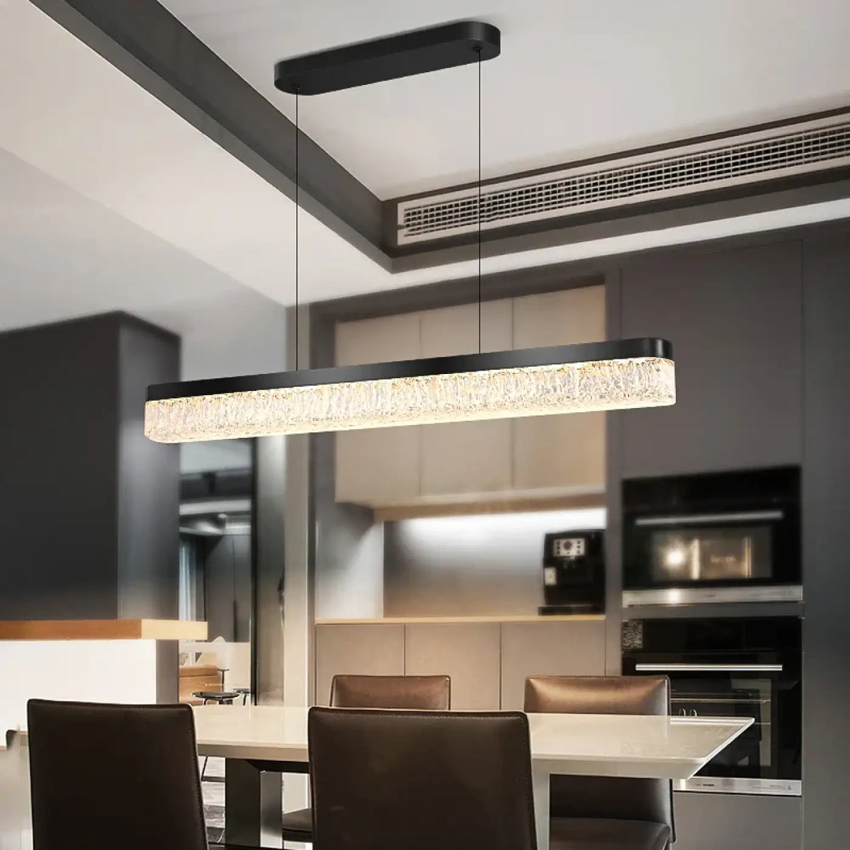 Suspension luminaire salle a manger lineaire cristal design