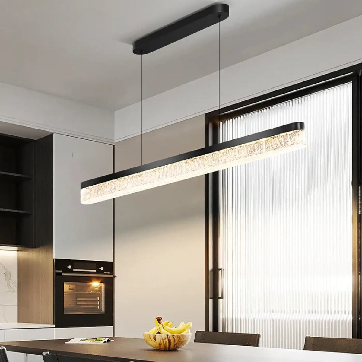 Suspension luminaire salle a manger lineaire cristal design