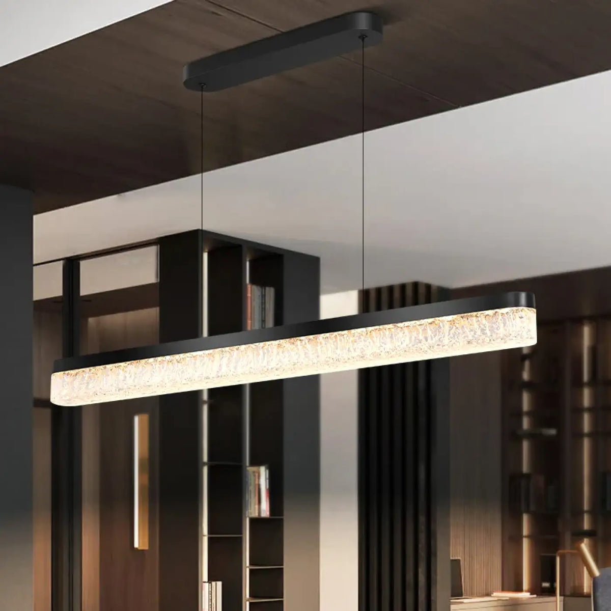 Suspension luminaire salle a manger lineaire cristal design