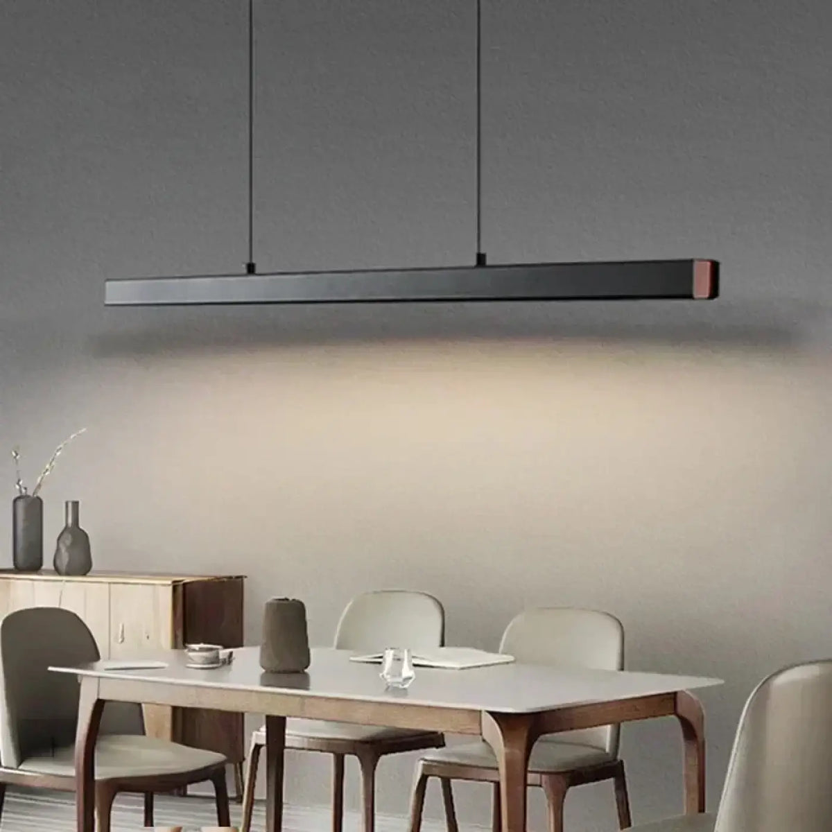Suspension luminaire salle a manger lineaire noire