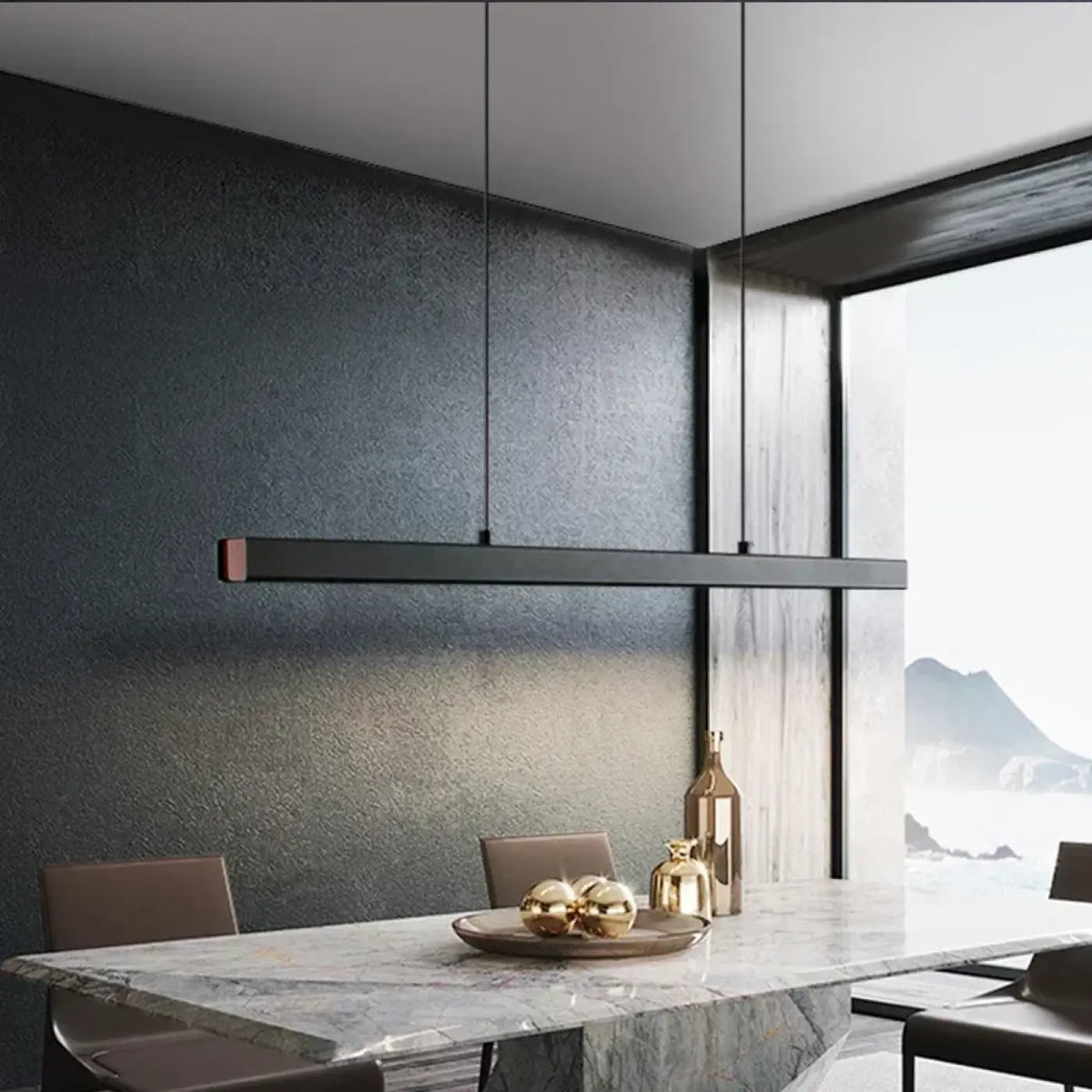Suspension luminaire salle a manger lineaire noire