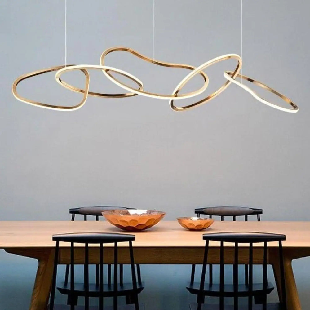 Suspension luminaire salle a manger metal dore design