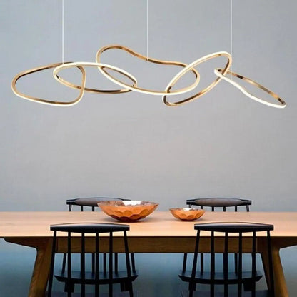 Suspension luminaire salle a manger metal dore design