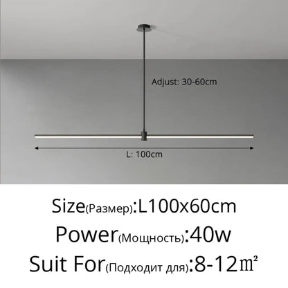 Suspension luminaire salle a manger noir lineaire design