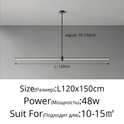 Suspension luminaire salle a manger noir lineaire design