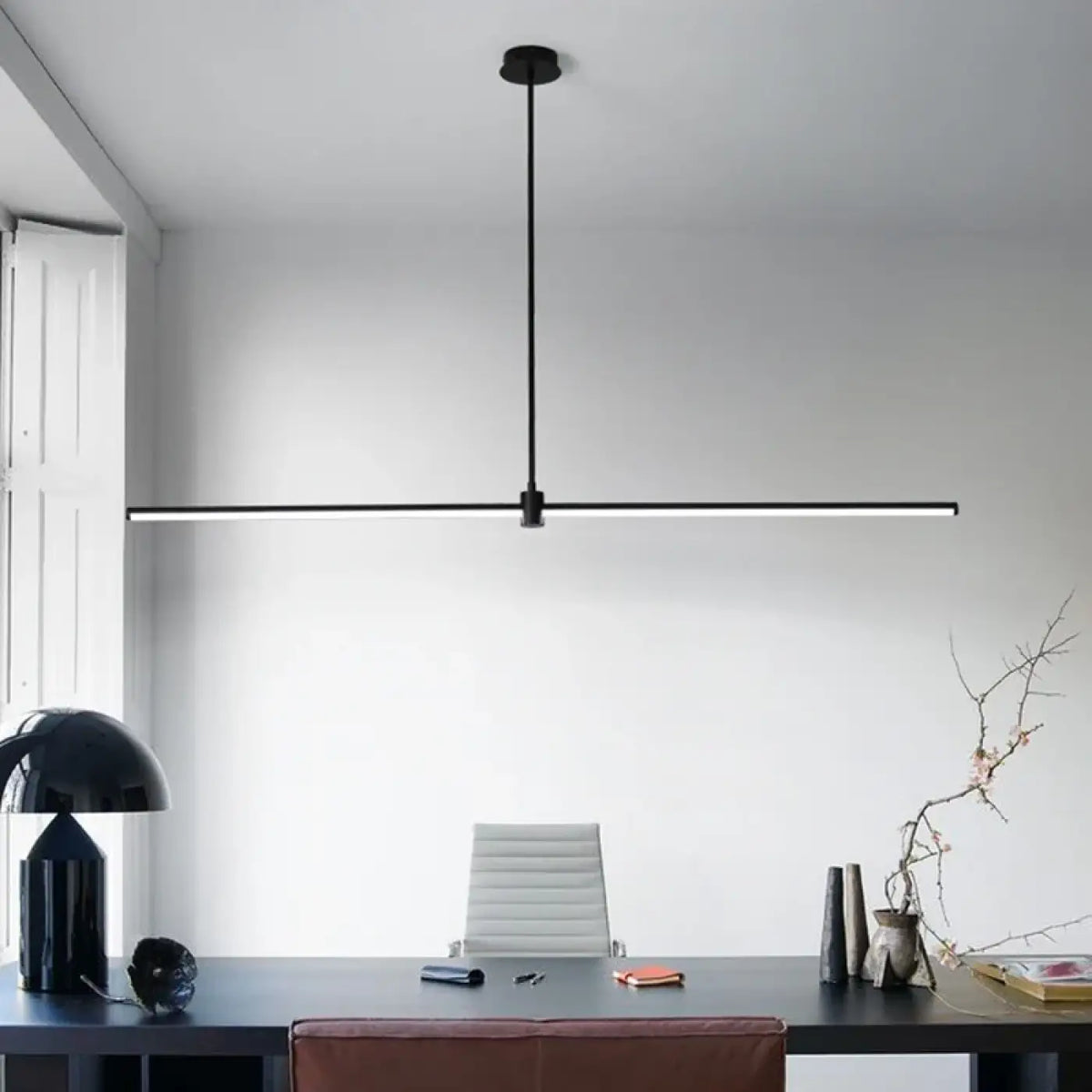 Suspension luminaire salle a manger noir lineaire design