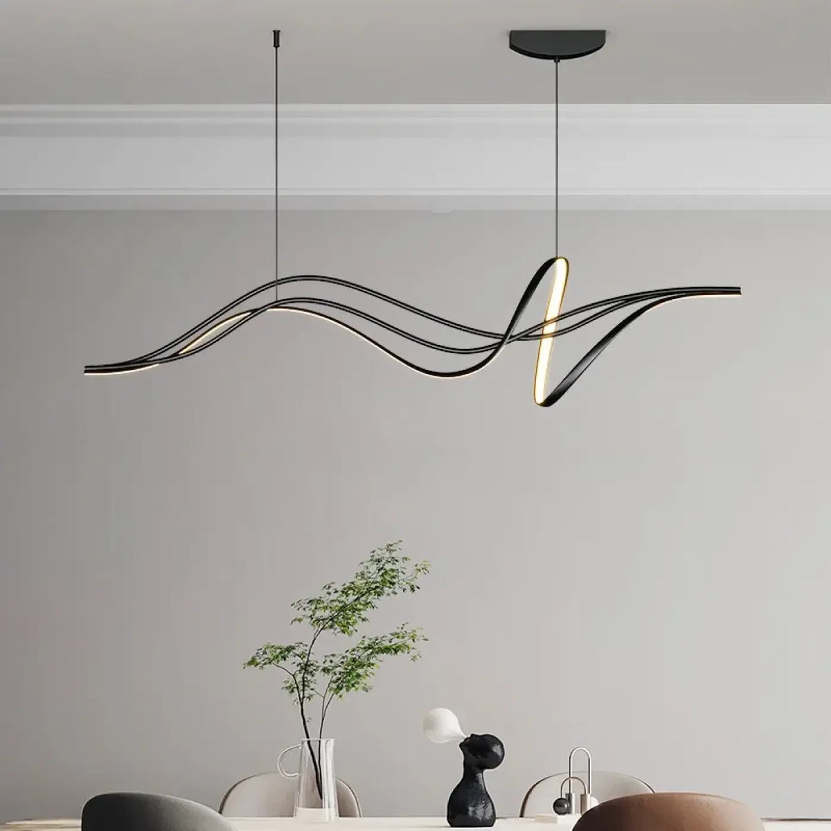 Suspension luminaire salle a manger ondulee design