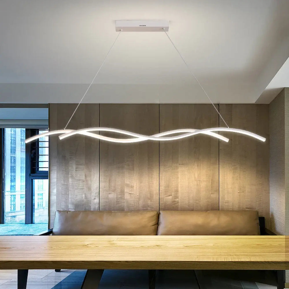 Suspension luminaire salle a manger ondulee LED design