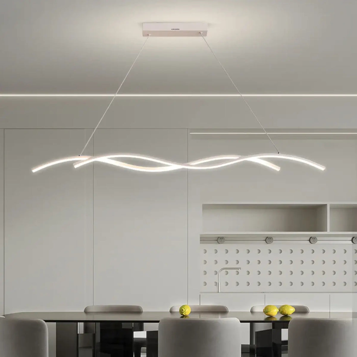 Suspension luminaire salle a manger ondulee LED design