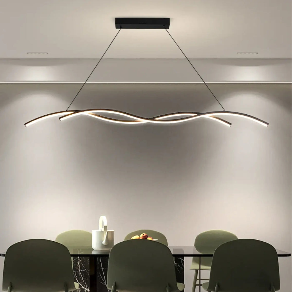 Suspension luminaire salle a manger ondulee LED design