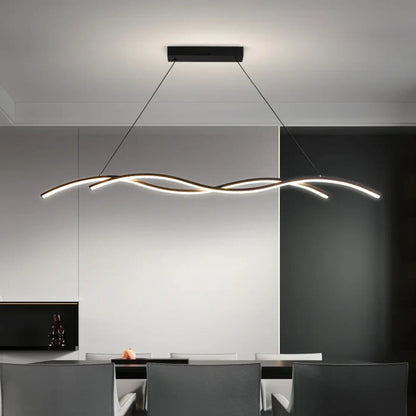 Suspension luminaire salle a manger ondulee LED design