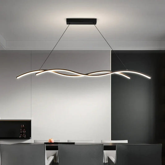 Suspension luminaire salle a manger ondulee LED design