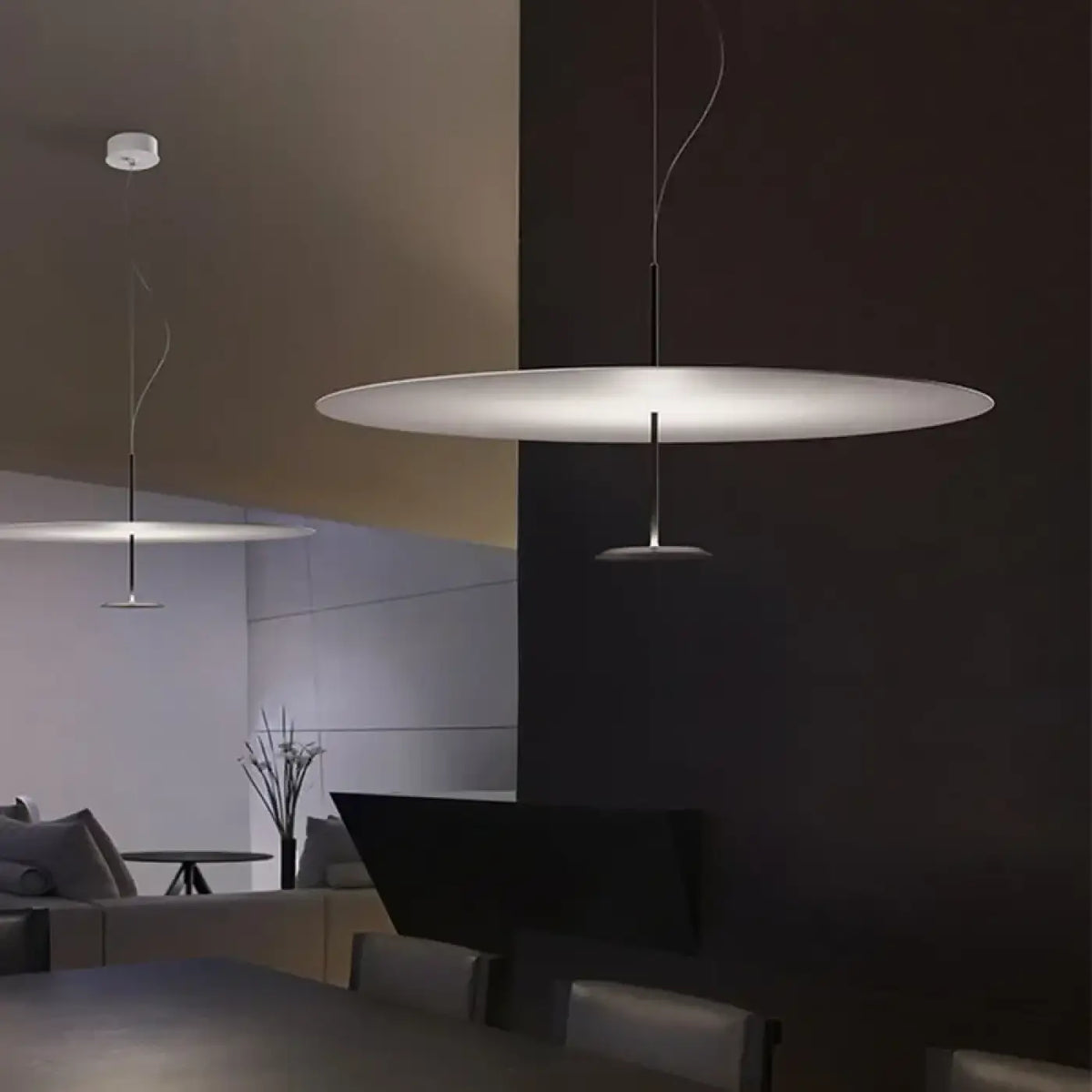 Suspension luminaire salle a manger ovale blanche design
