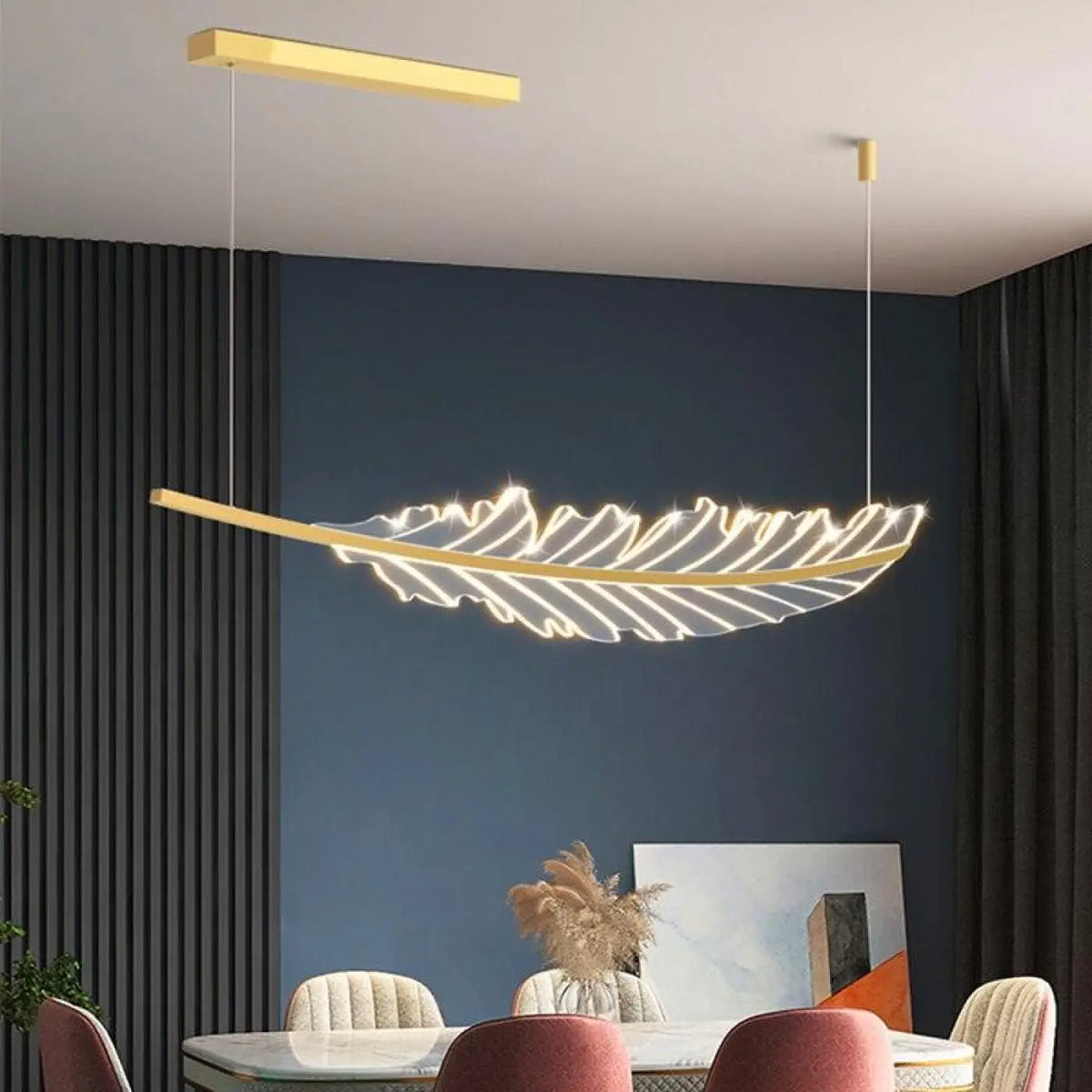 Suspension luminaire salle a manger plume design