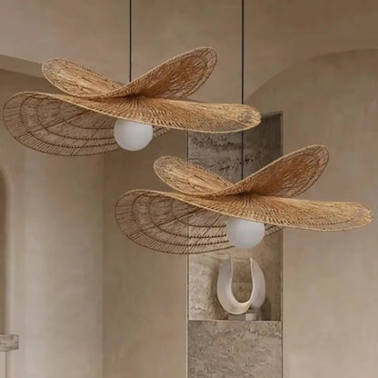 Suspension luminaire salle a manger rotin moderne