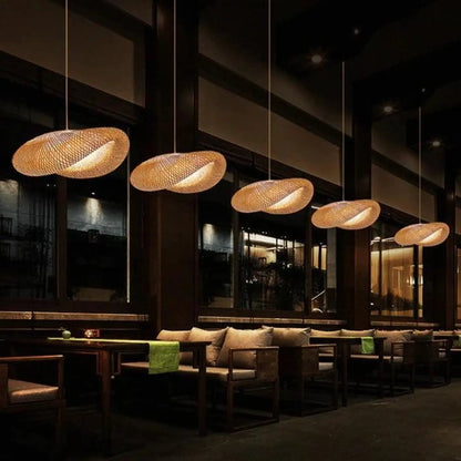 Suspension luminaire salle a manger rotin tresse design