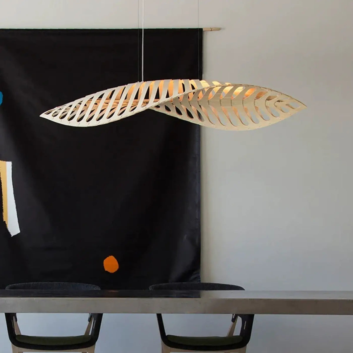 Suspension luminaire salle a manger salon bambou design