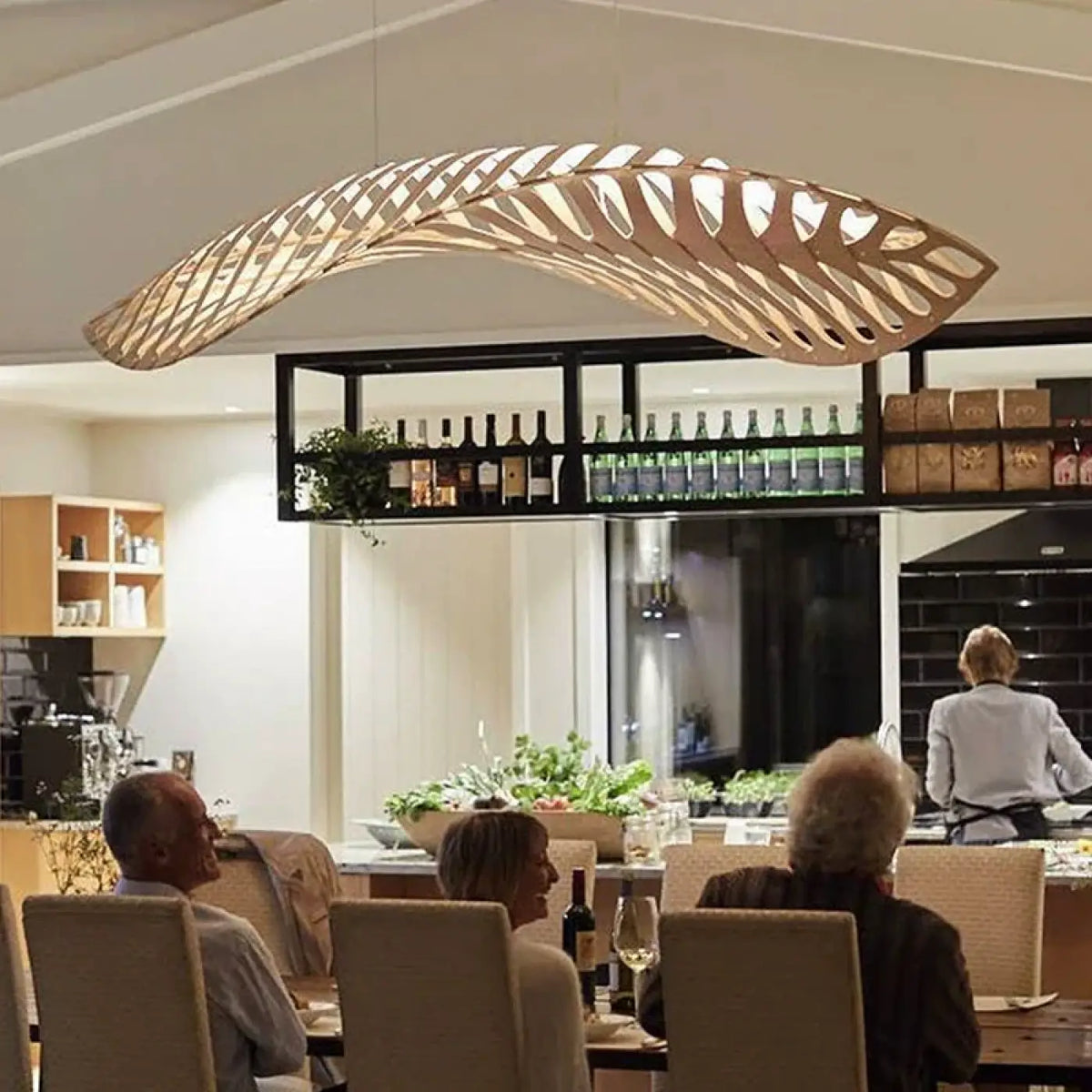 Suspension luminaire salle a manger salon bambou design
