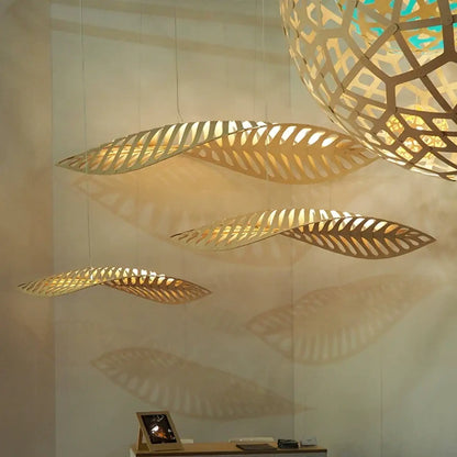 Suspension luminaire salle a manger salon bambou design